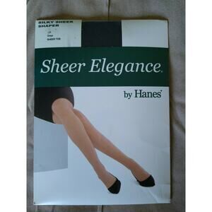 Vintage Sheer Elegance by Hanes Silky Sheer Thigh Highs Size CD / Onyx Sheer Toe